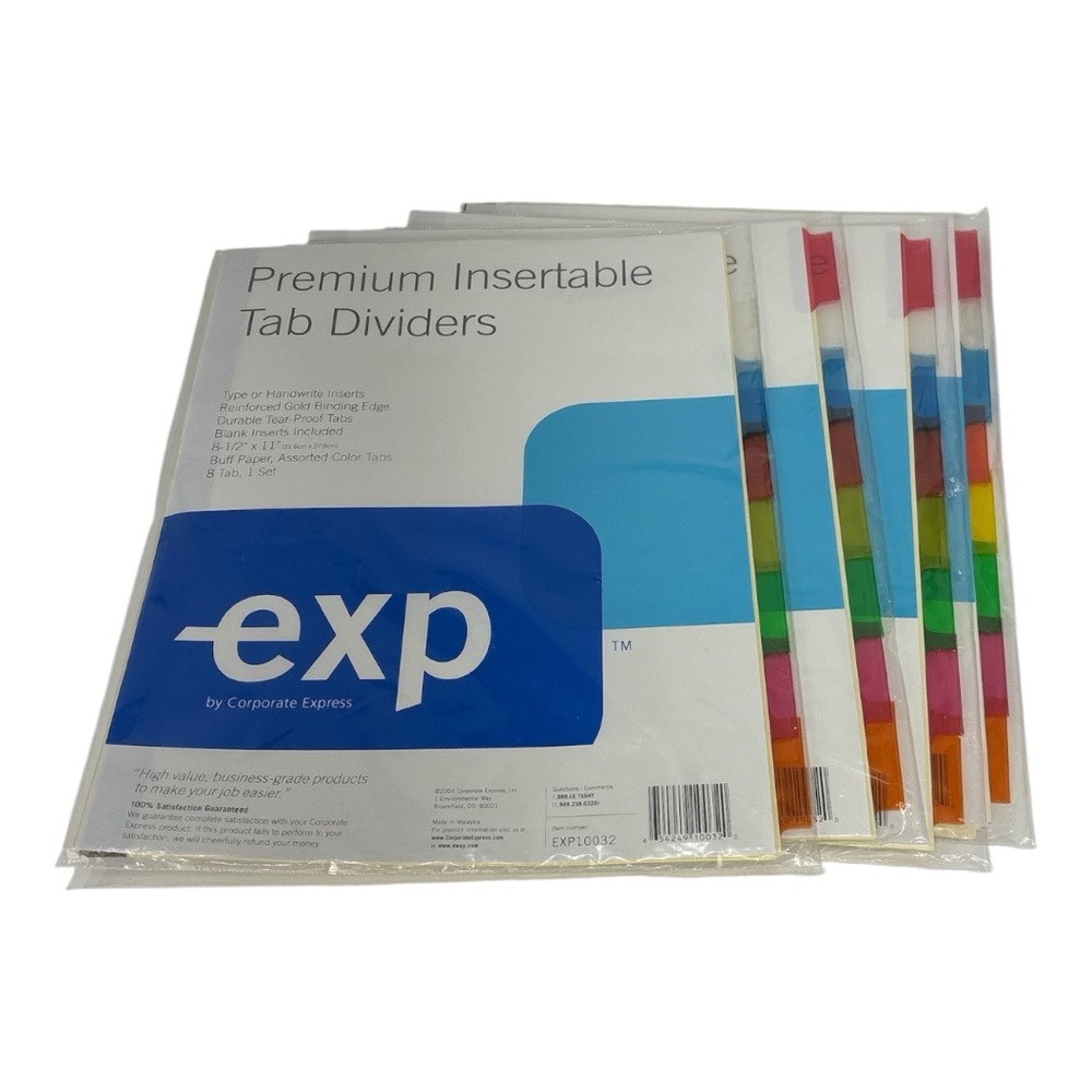 NWT Premium Insertable Tab Dividers 8 tabs per set lot of 4